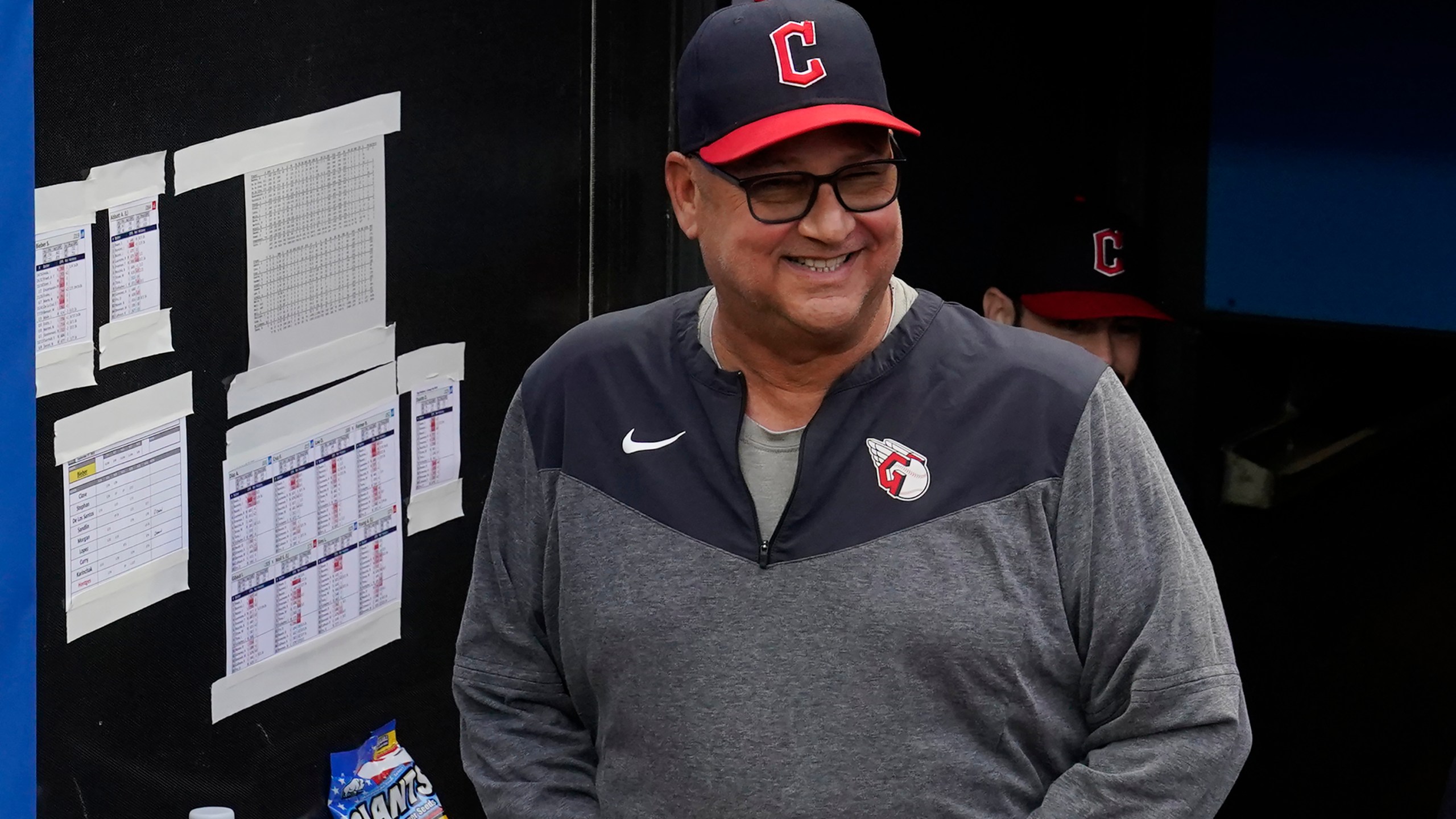 Cleveland Guardians manager Terry Francona smiles following a tribute video before the team's baseball game against the Cincinnati Reds, Wednesday, Sept. 27, 2023, in Cleveland. Although he hasn't officially announced his retirement, Francona is expected to do so formally early next week. (AP Photo/Sue Ogrocki)