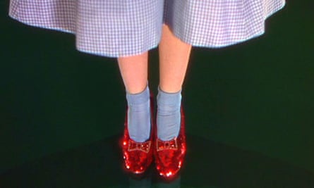 Judy Garland wearing her ruby slippers in the 1939 fim Wizard of Oz.