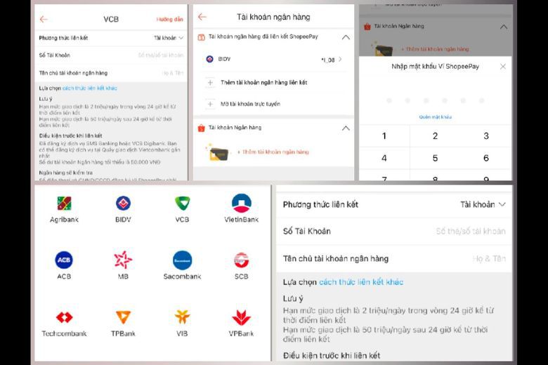 cách liên kết tài khoản ngân hàng với Shopee