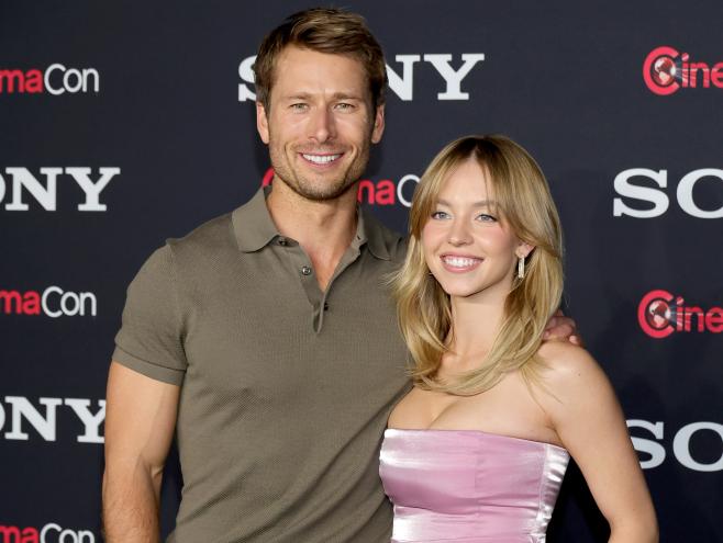 Glen Powell and Sydney Sweeney on red carpet